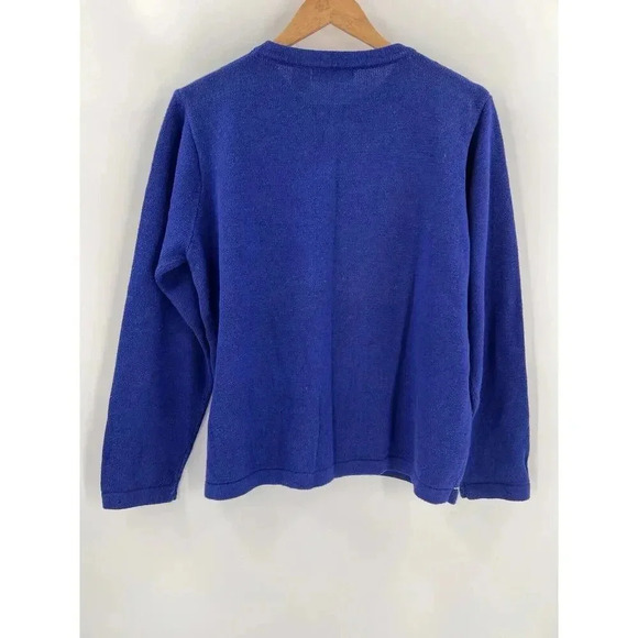 B. P. Design Christmas Holiday Sweater Blue Snowmen Feathers Full Zip Size LARGE - Picture 5 of 14